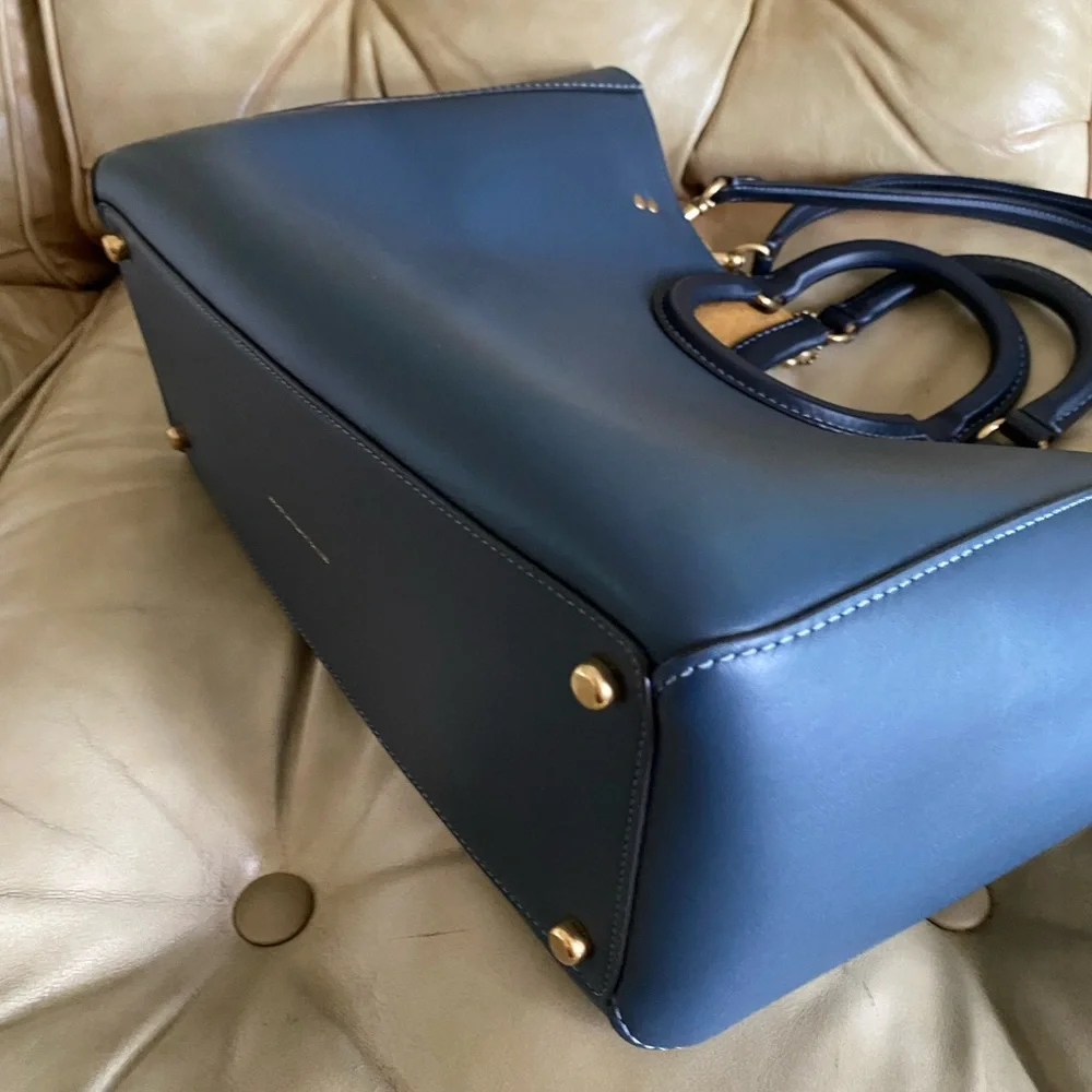 LKNW Coach Rae XL Tote Satchel Glove Tanned Denim Leather Rare Find! - Picture 10 of 16